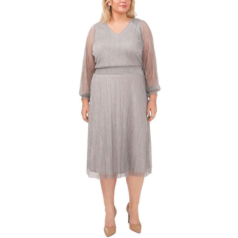 MSK Silver Sheer Sleeve Dress